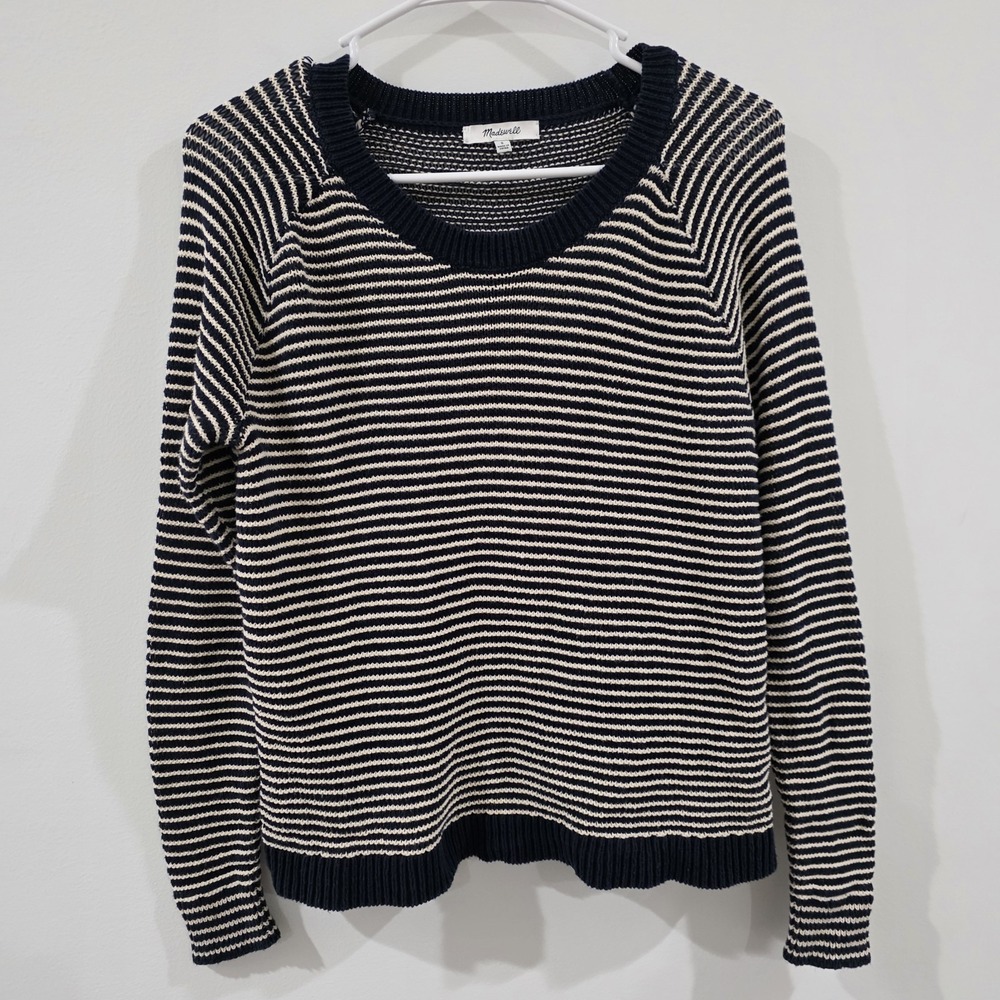 Madewell Womens Sweater Size Small Blue White Knit Euro New England Summer